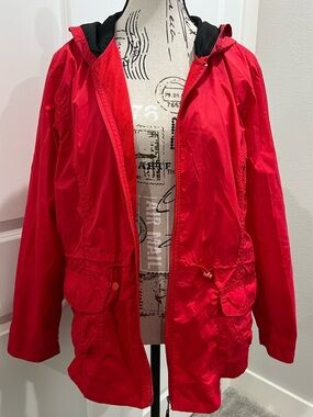 Three Hearts Red Hooded Utility Jacket. XL
